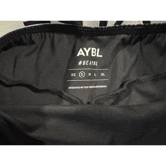 AYBL Womens Logo Black Activewear Workout Bike Yoga Running Stretch Shorts Sz S - Picture 7 of 8